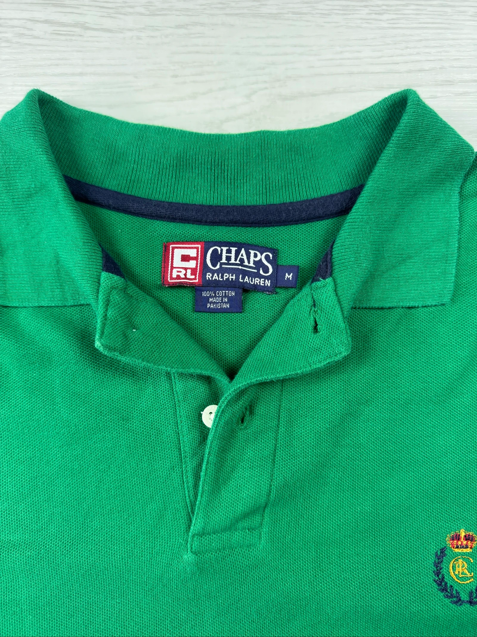 Camisa Polo Ralph Lauren com Logo Vintage Chaps Verde 100% Algodão Tamanho M – photo 8